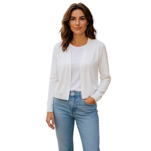 Cable & Gauge Cardigan Sweater Open Front White Size Large NWT - Picture 10 of 10